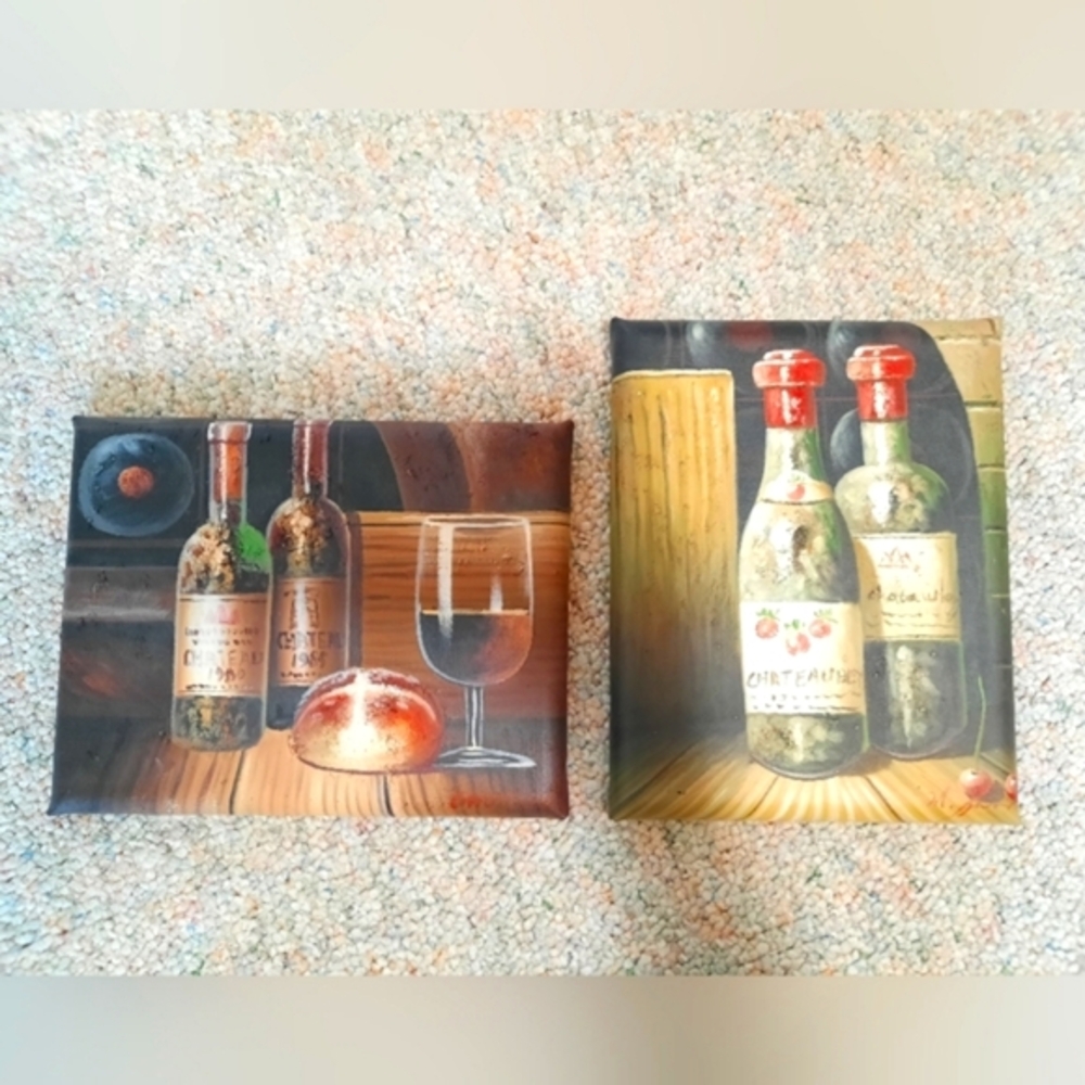 Canvas Textured Wine Painting Set of 2 Wall Art